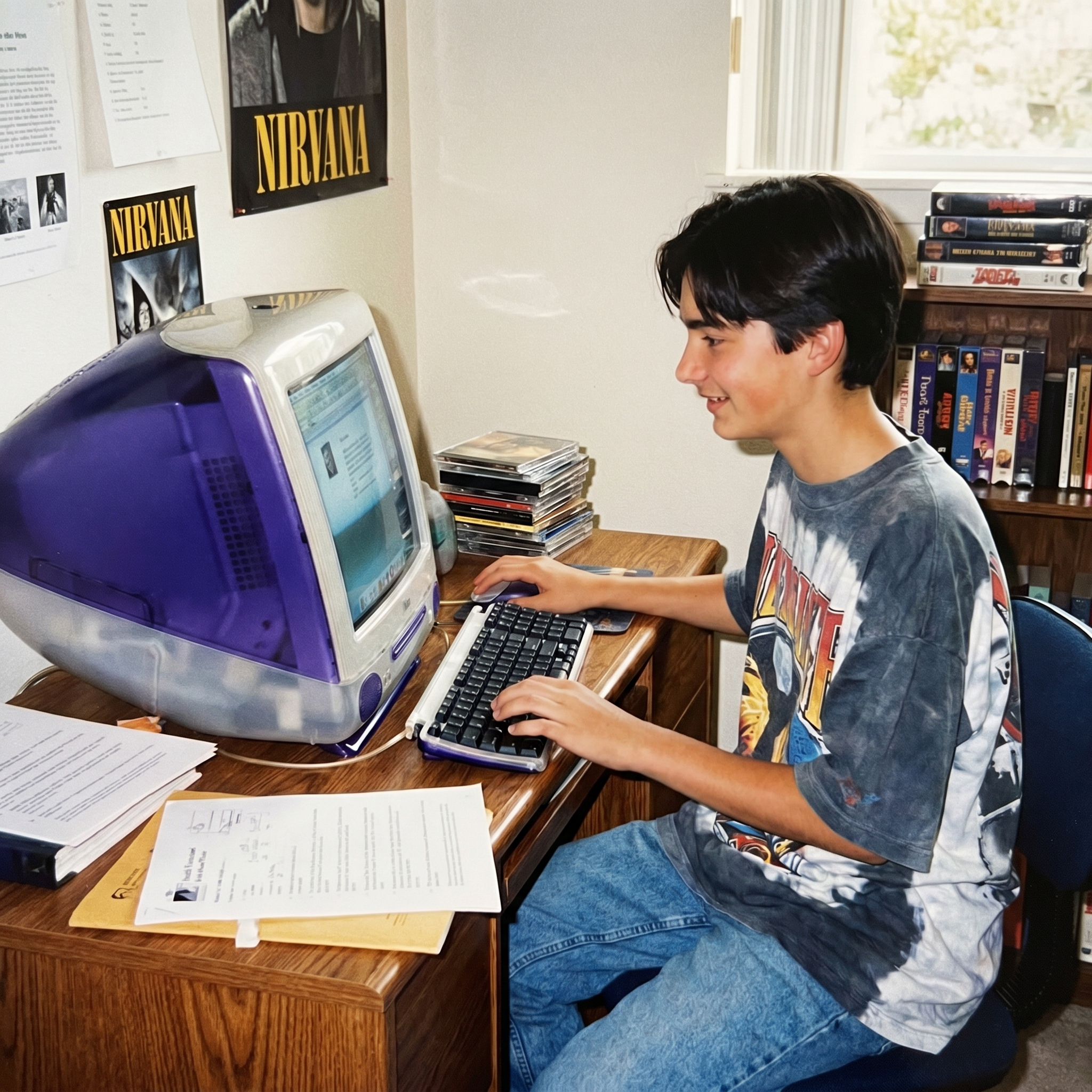 Dawson Russell as a kid at his purple iMac